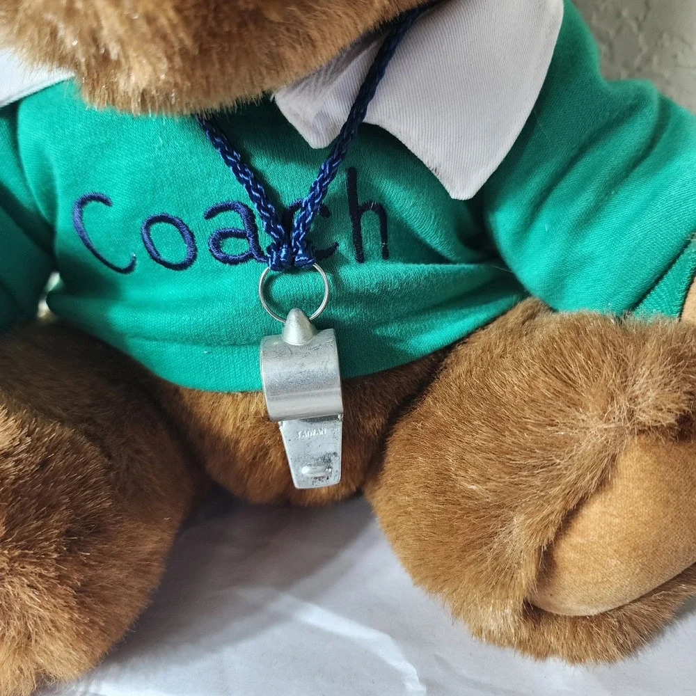 Vintage 1991 Gund Lands End Coach Teddy‎ Bear Limited Edition Plush Whistle Hat
